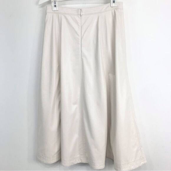 SOLD Ann Taylor White Faux Leather A Line Panel Stitch Midi Skirt NEW - Picture 7 of 15